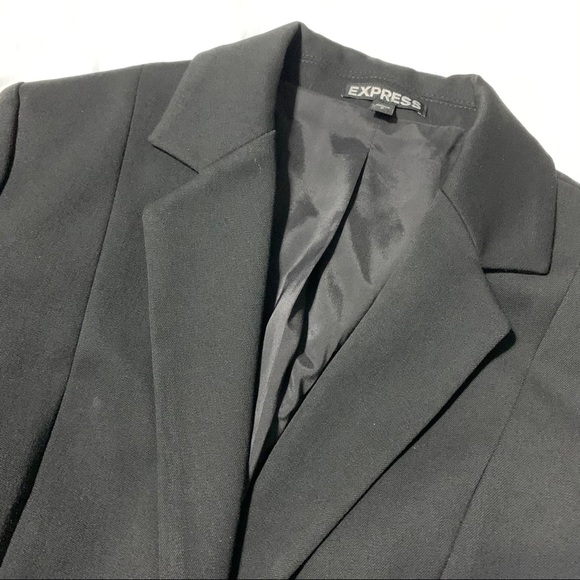 Express 3/4 Ruched Sleeve Black Blazer—Size 2 - Picture 4 of 11
